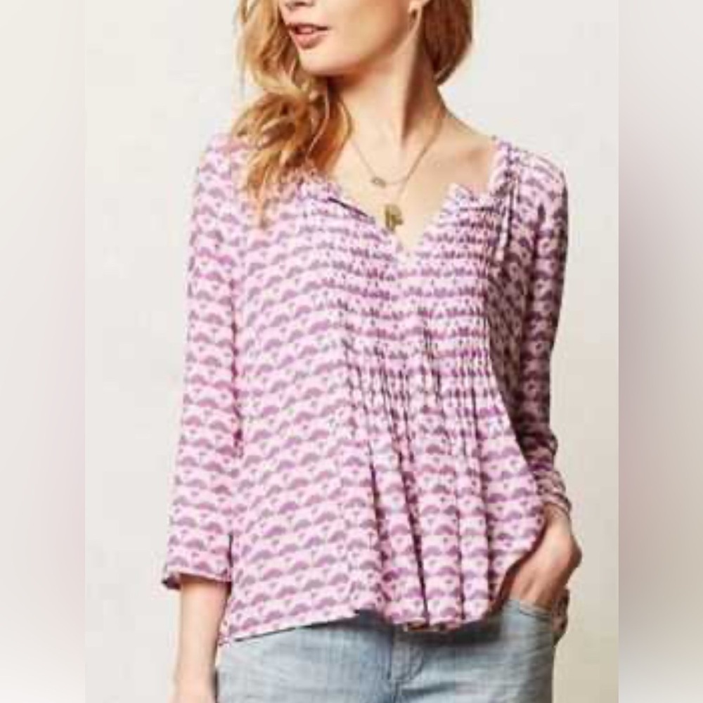 Anthropologie Vanessa Virginia Mahadia Peasant Blouse XS